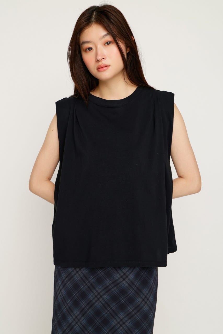 ROLL UP TUCK トップス BLK FREE