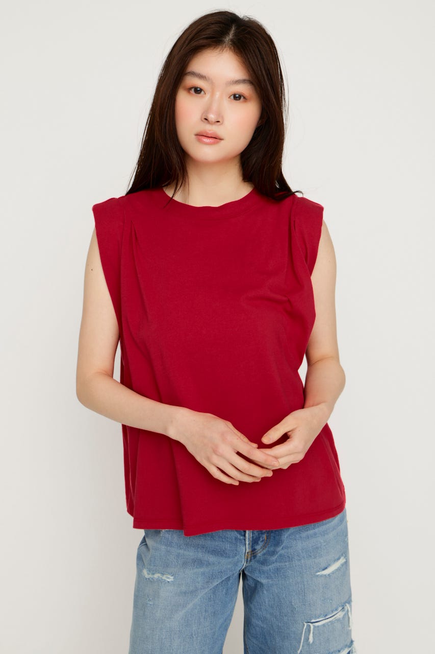 ROLL UP TUCK トップス RED FREE