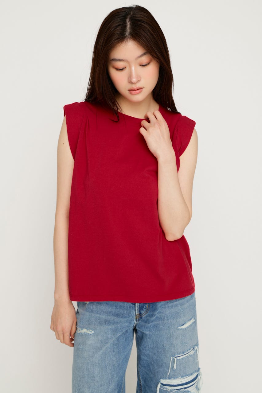 ROLL UP TUCK トップス RED FREE
