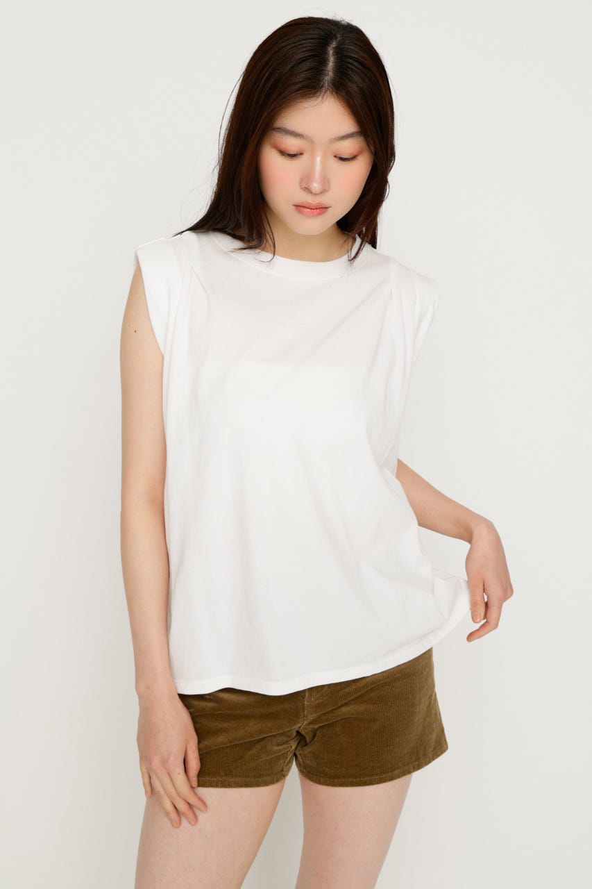 ROLL UP TUCK トップス WHT FREE