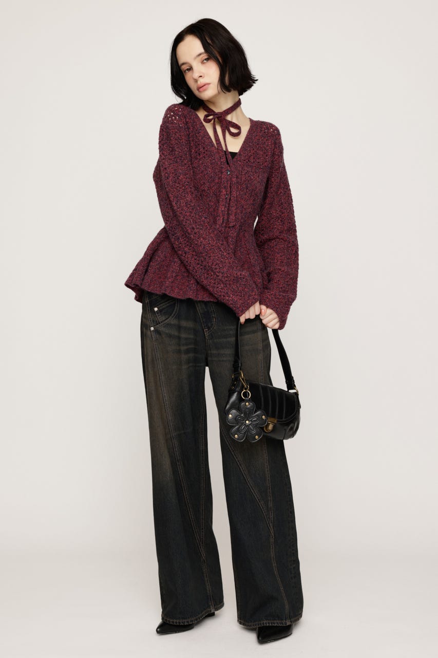 PEPLUM KNIT カーディガン D/RED FREE