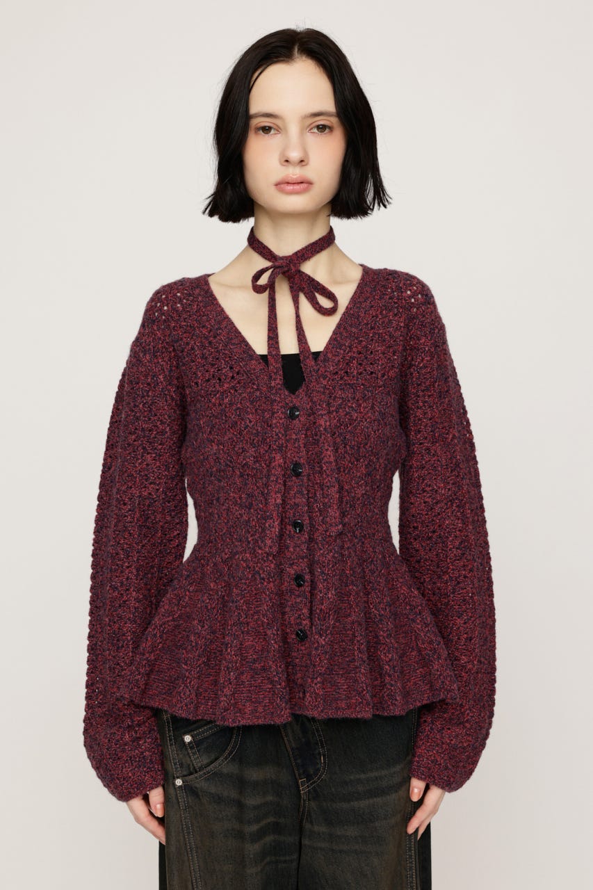 PEPLUM KNIT カーディガン D/RED FREE