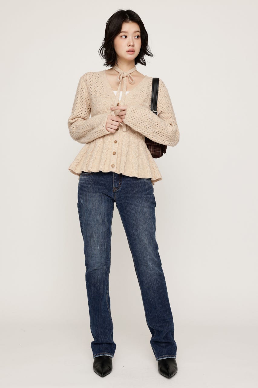 PEPLUM KNIT カーディガン IVOY FREE