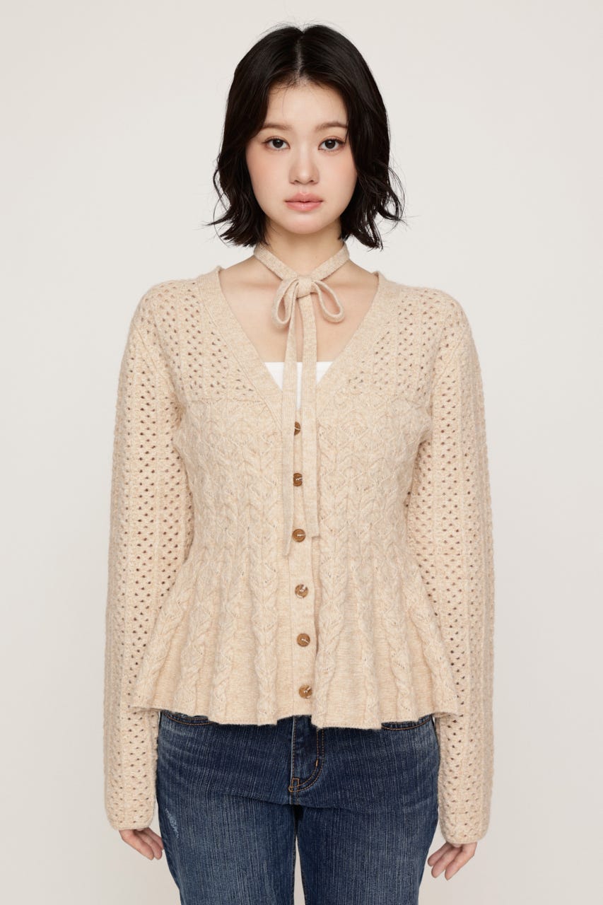 PEPLUM KNIT カーディガン IVOY FREE