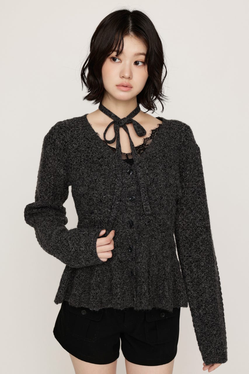 PEPLUM KNIT カーディガン T.GRY FREE