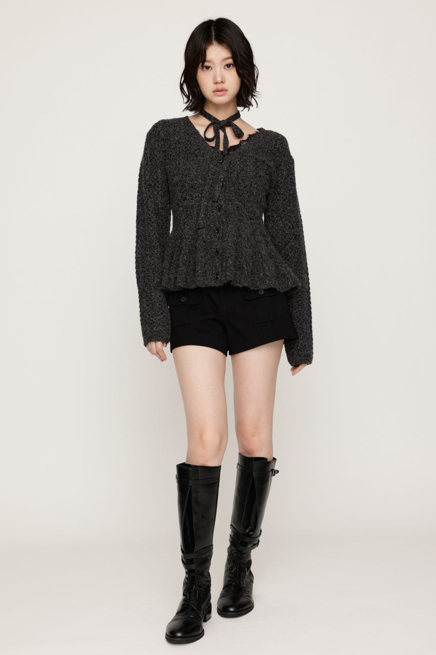 PEPLUM KNIT カーディガン T.GRY FREE