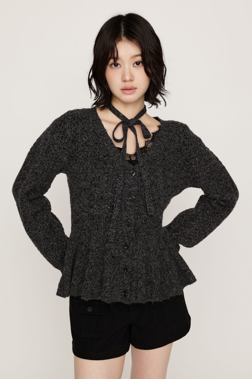 PEPLUM KNIT カーディガン T.GRY FREE