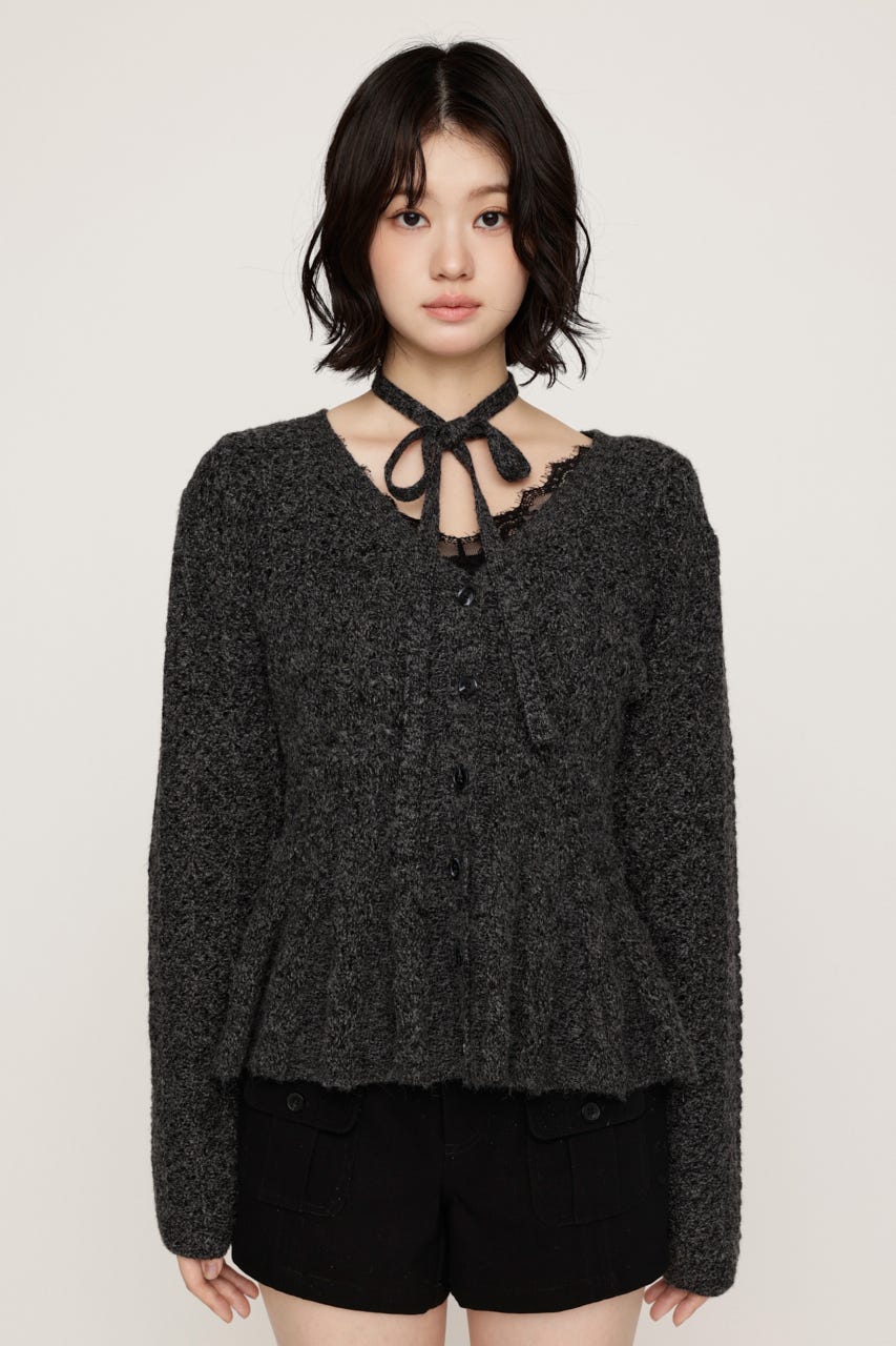 PEPLUM KNIT カーディガン T.GRY FREE