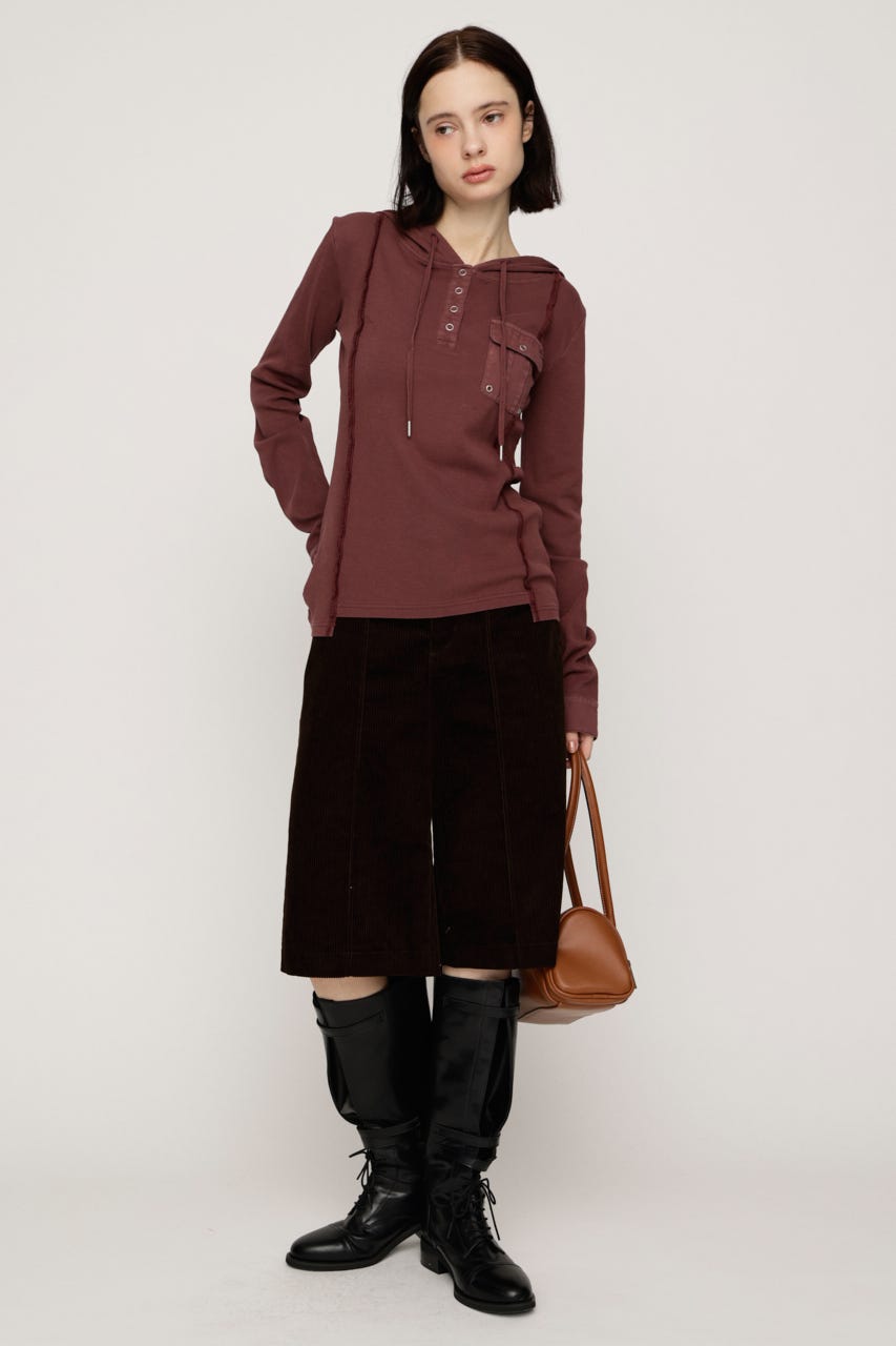 HENLEY HOOD トップス D/RED FREE