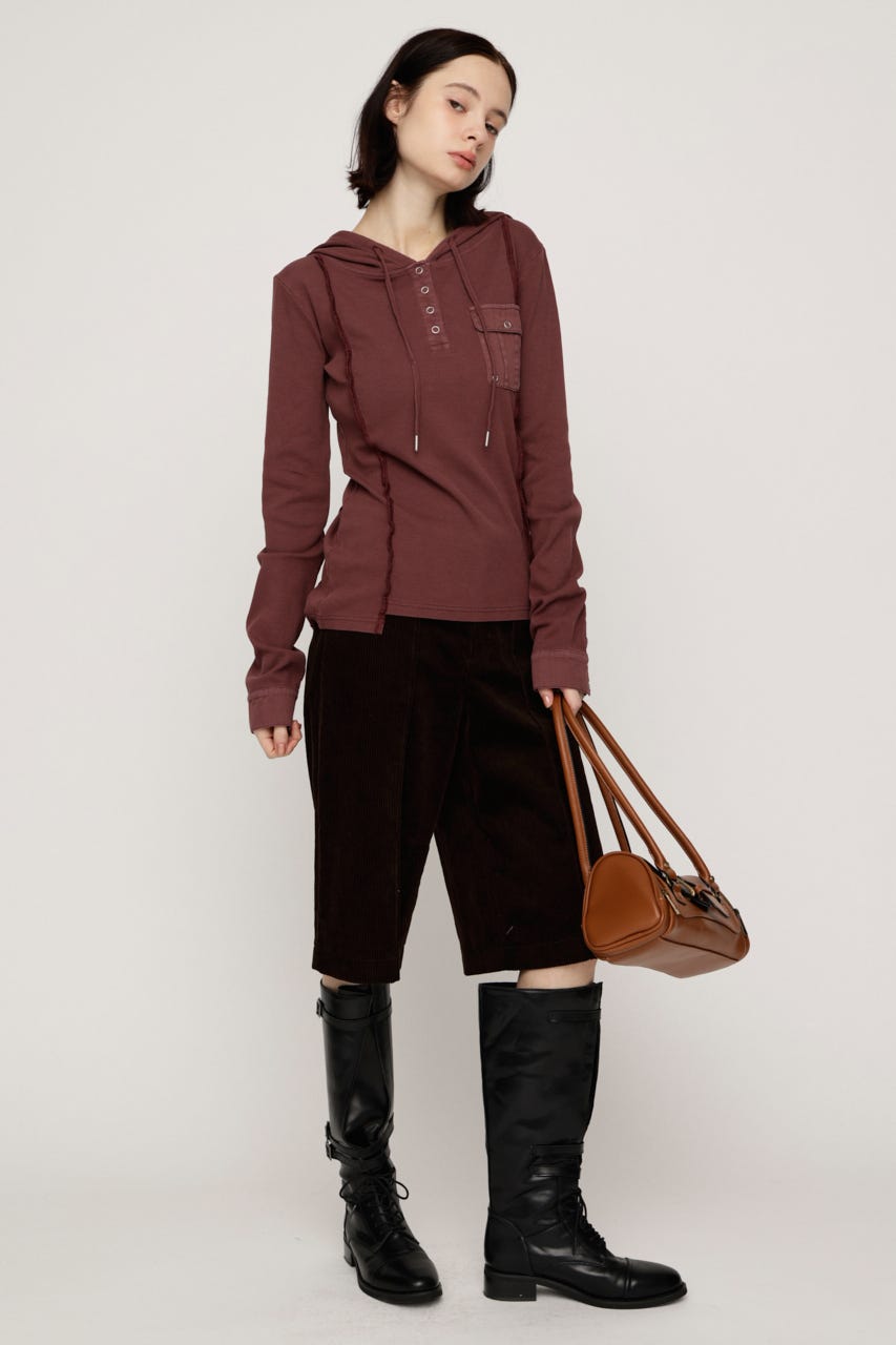HENLEY HOOD トップス D/RED FREE
