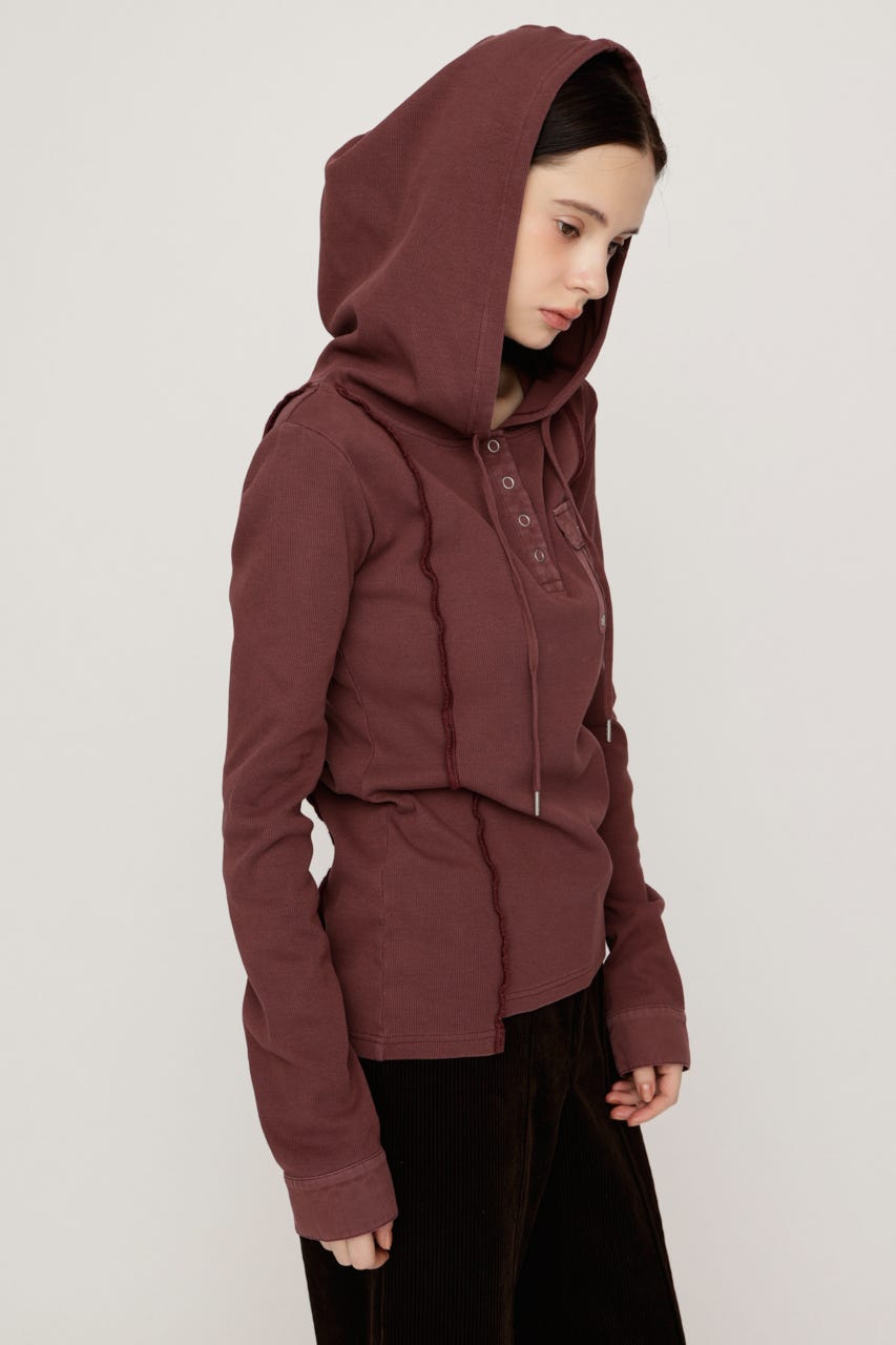 HENLEY HOOD トップス D/RED FREE