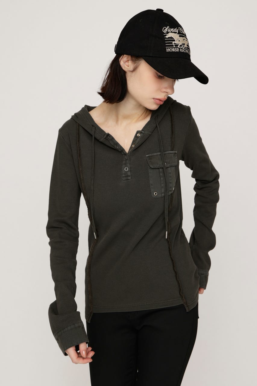 HENLEY HOOD トップス KHA FREE