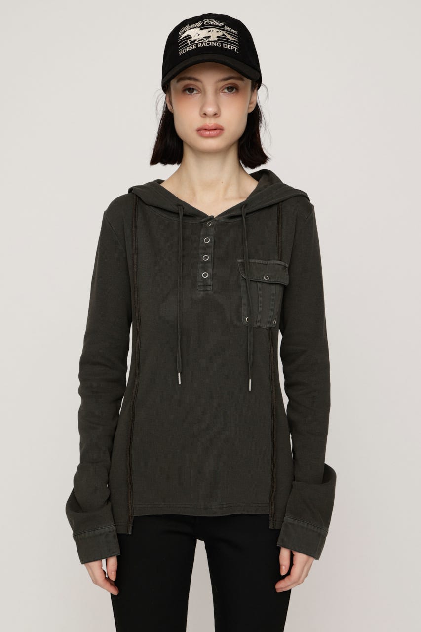 HENLEY HOOD トップス KHA FREE