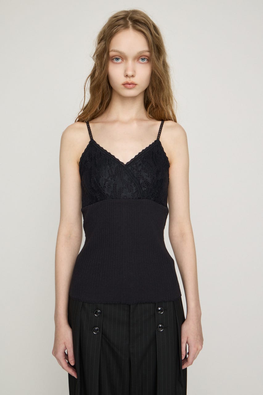 LACE DOCKING CAMI トップス BLK FREE