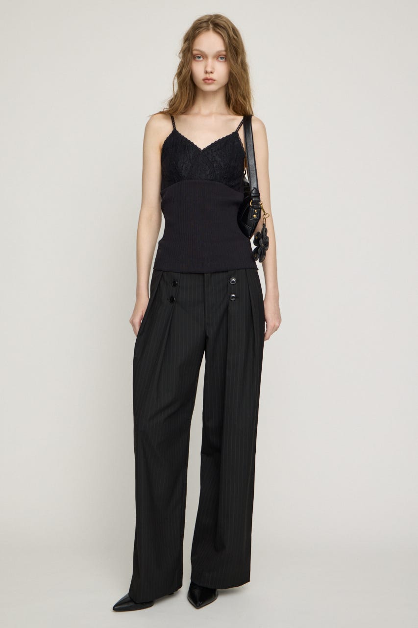 LACE DOCKING CAMI トップス BLK FREE