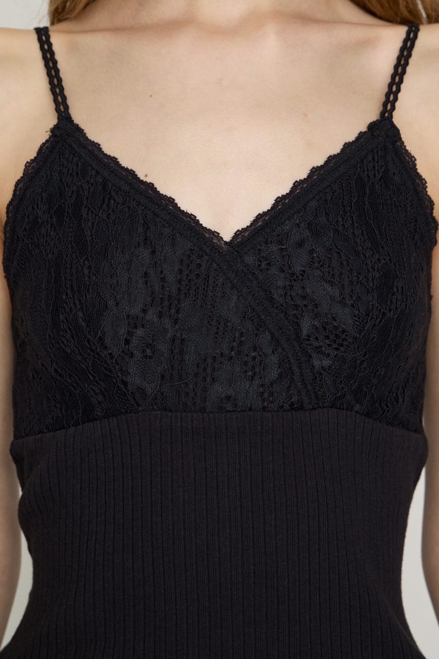 LACE DOCKING CAMI トップス BLK FREE