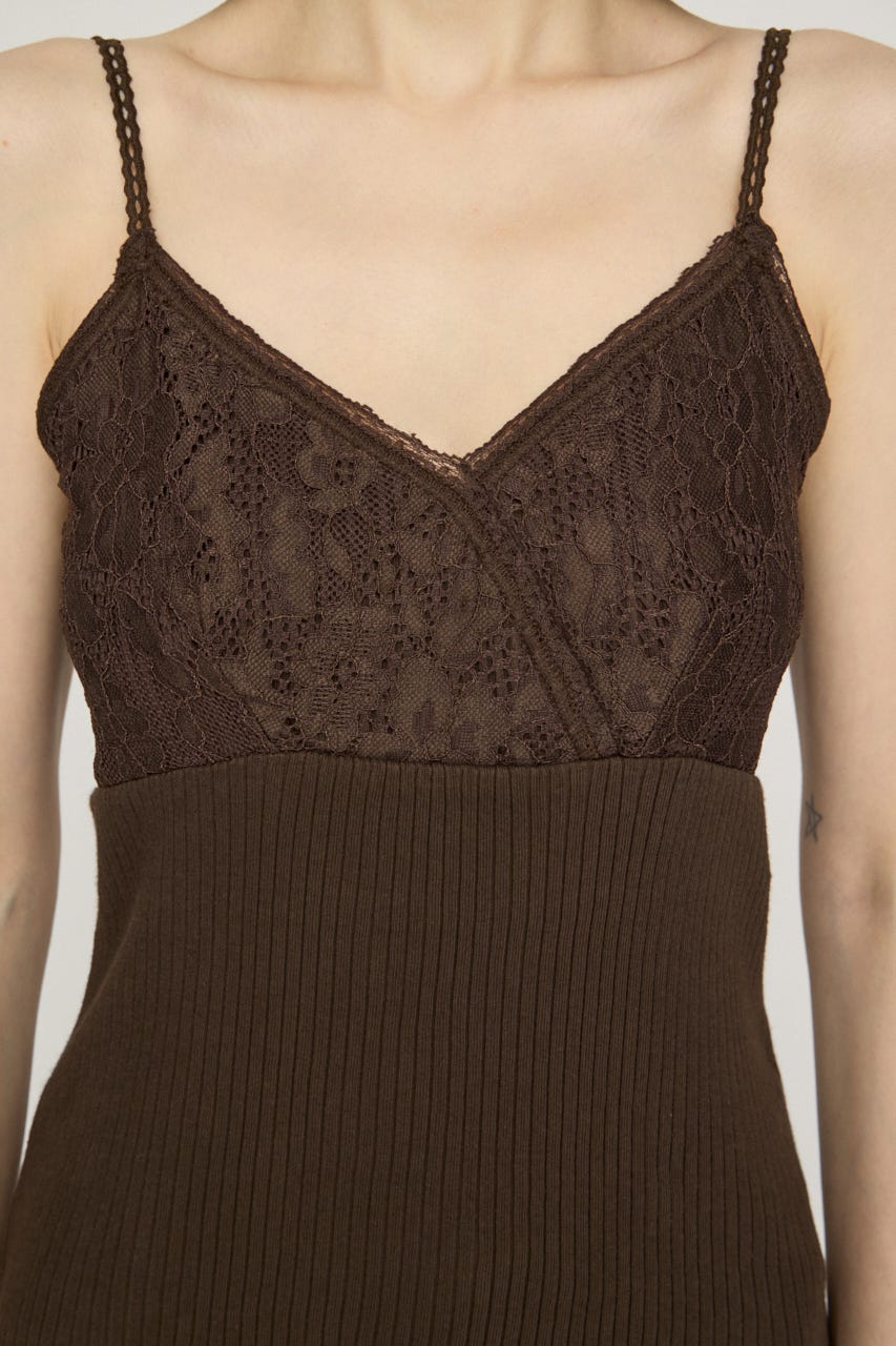 LACE DOCKING CAMI トップス BRN FREE
