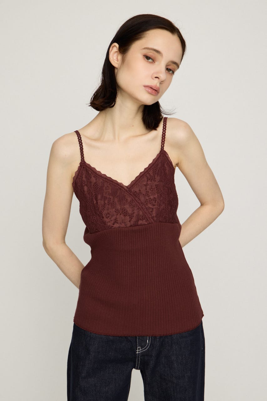 LACE DOCKING CAMI トップス D/RED FREE