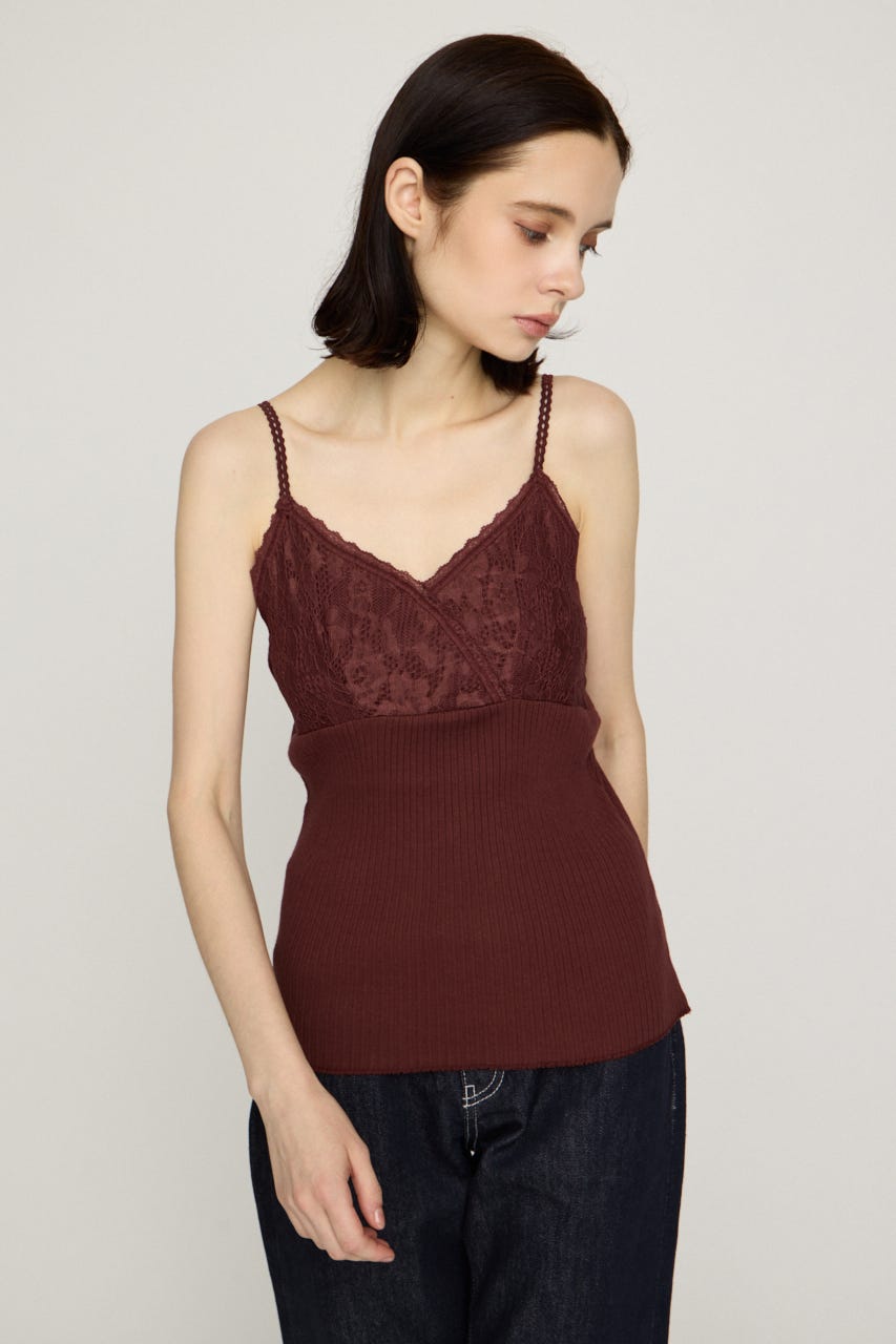 LACE DOCKING CAMI トップス D/RED FREE