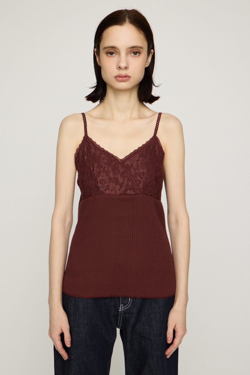 LACE DOCKING CAMI トップス D/RED FREE