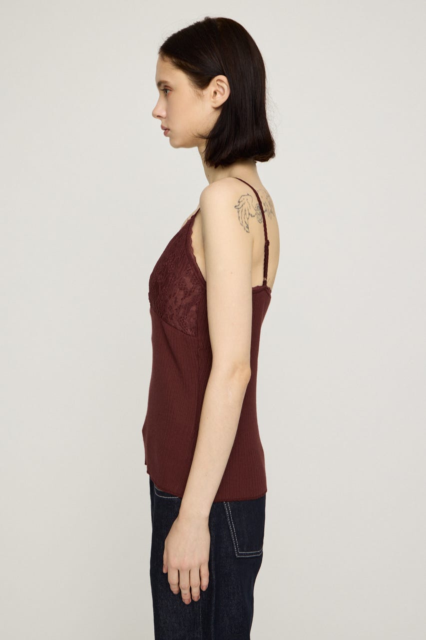 LACE DOCKING CAMI トップス D/RED FREE