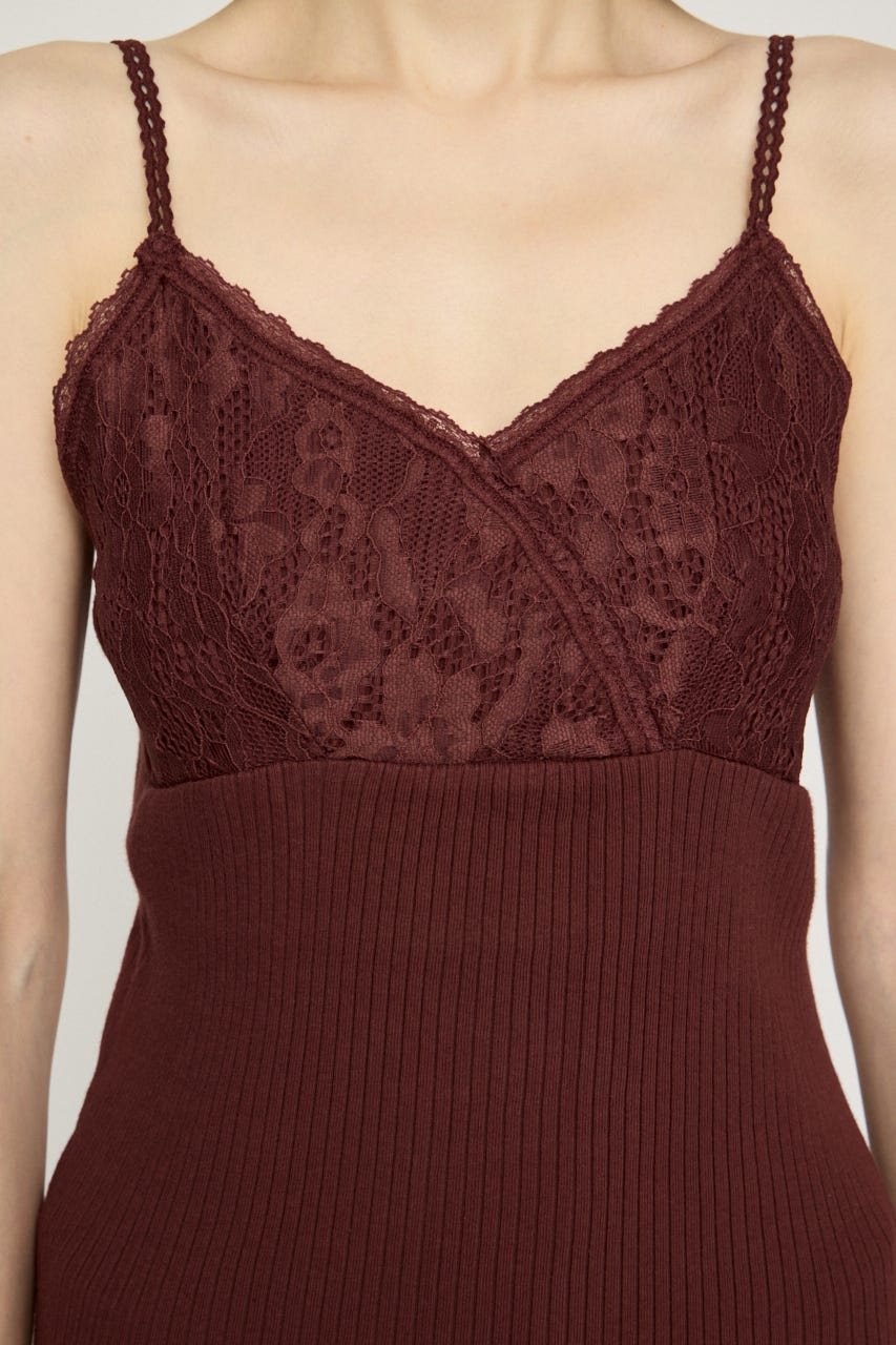 LACE DOCKING CAMI トップス D/RED FREE