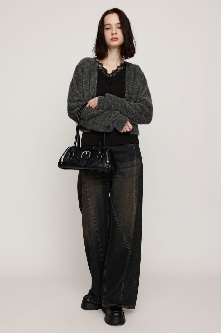 LACE DOCKING トップス BLK FREE