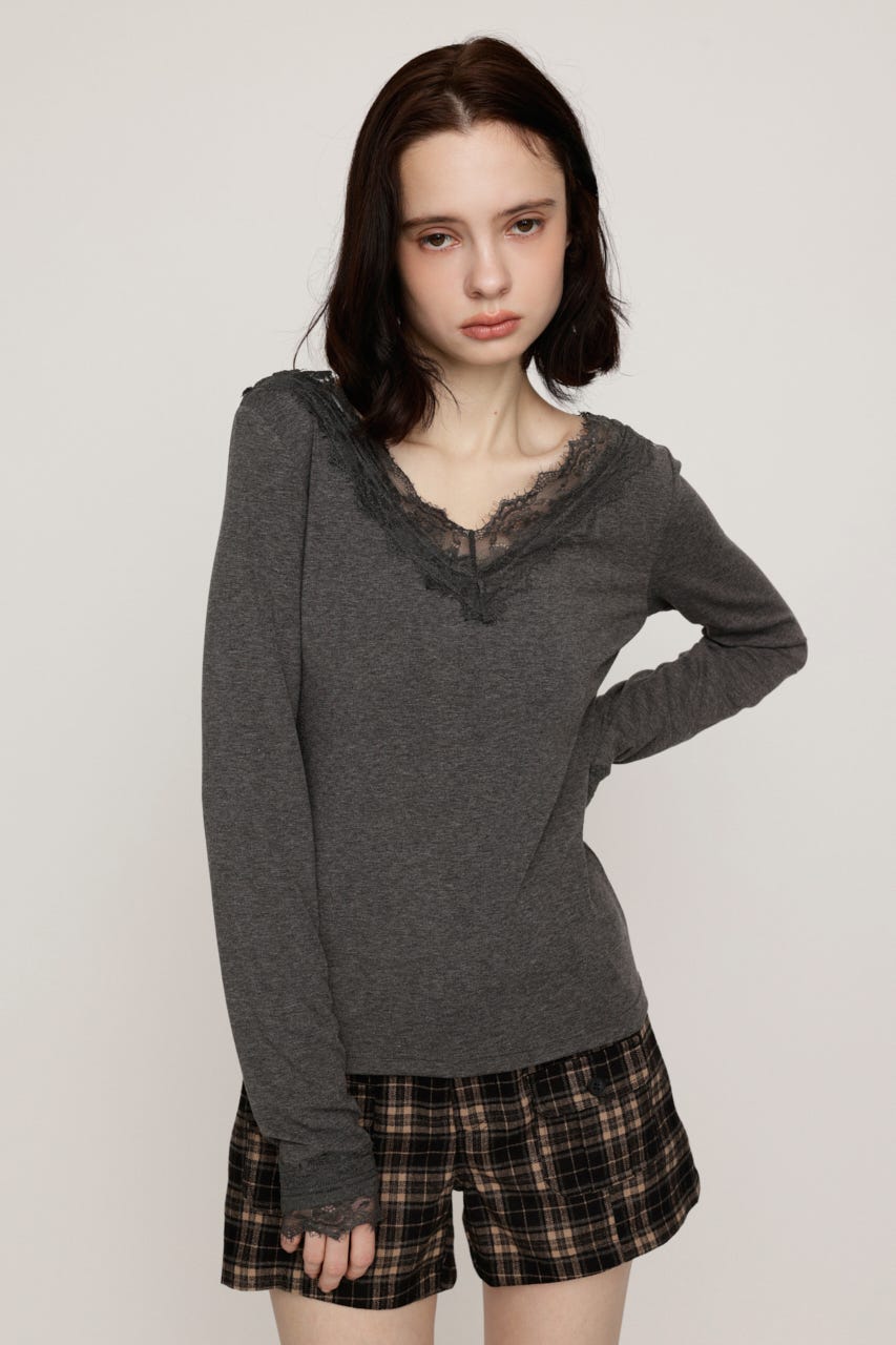 LACE DOCKING トップス T.GRY FREE