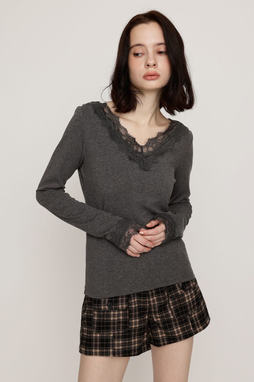 LACE DOCKING トップス T.GRY FREE