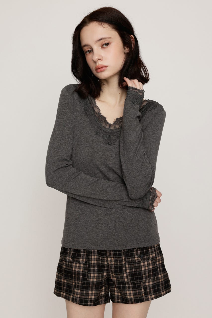 LACE DOCKING トップス T.GRY FREE