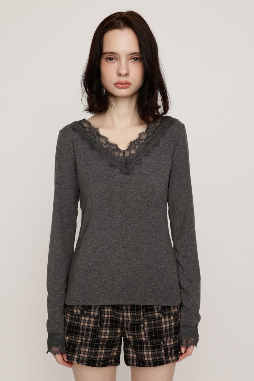 LACE DOCKING トップス T.GRY FREE