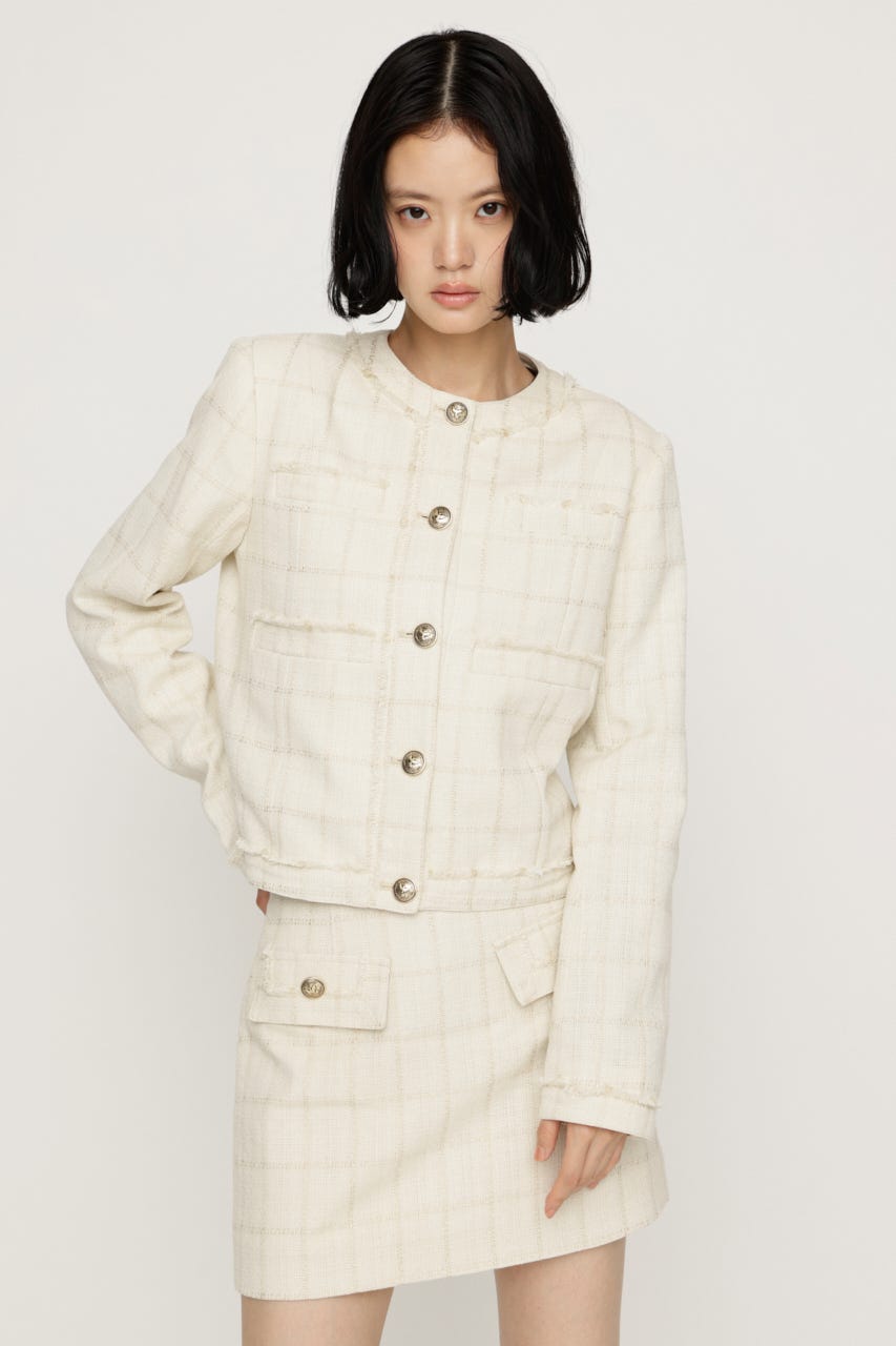 【AW PRE ORDER 第2弾】NO COLLAR TWEED ジャケット IVOY FREE