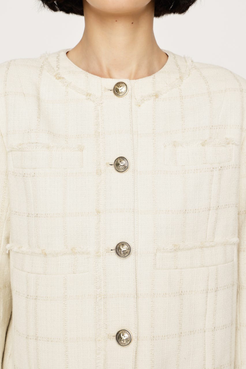 【AW PRE ORDER 第2弾】NO COLLAR TWEED ジャケット IVOY FREE