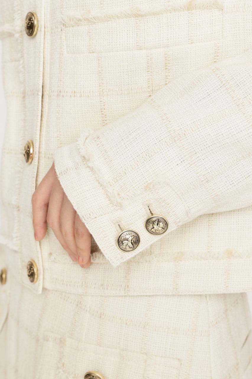 【AW PRE ORDER 第2弾】NO COLLAR TWEED ジャケット IVOY FREE