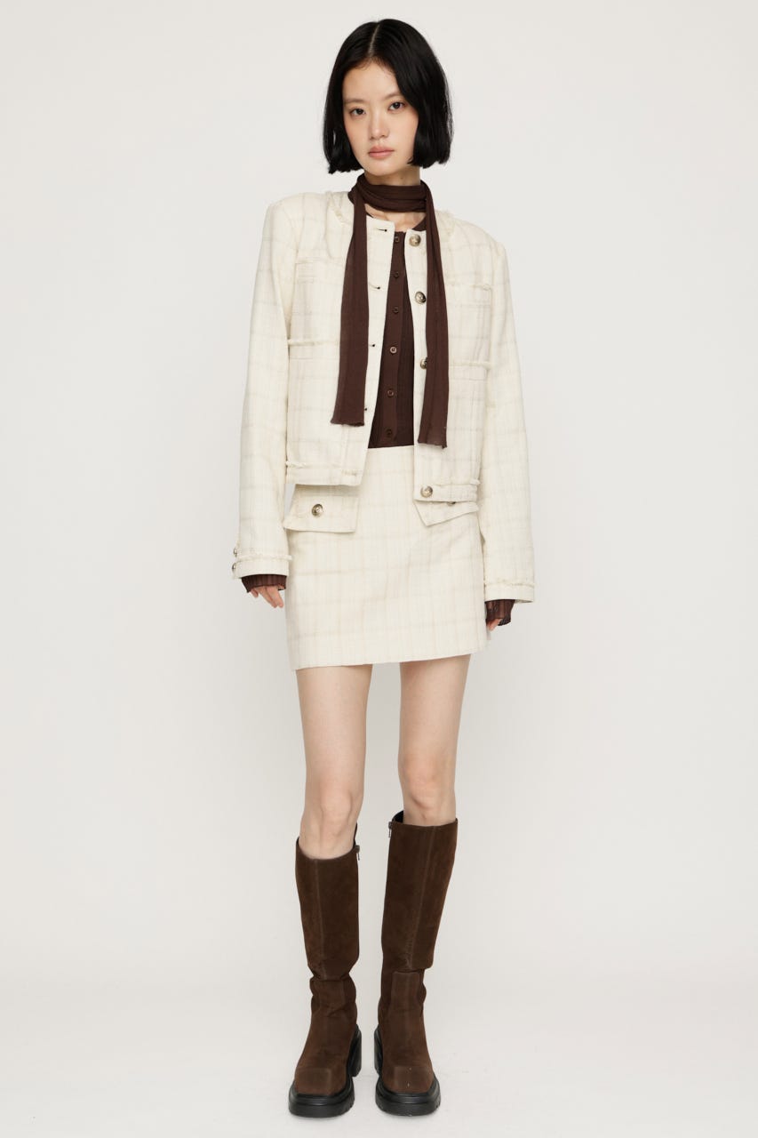 【AW PRE ORDER 第2弾】NO COLLAR TWEED ジャケット IVOY FREE