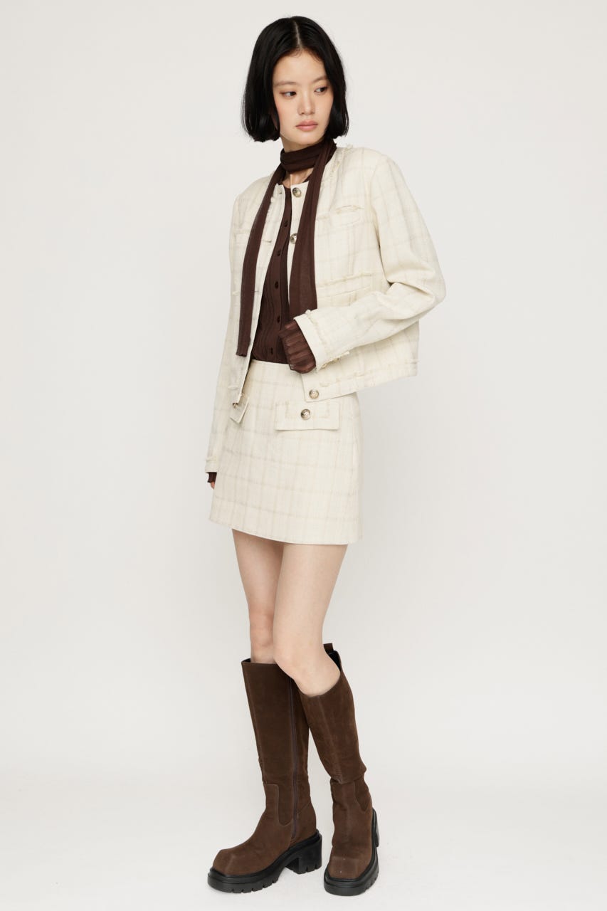 【AW PRE ORDER 第2弾】NO COLLAR TWEED ジャケット IVOY FREE