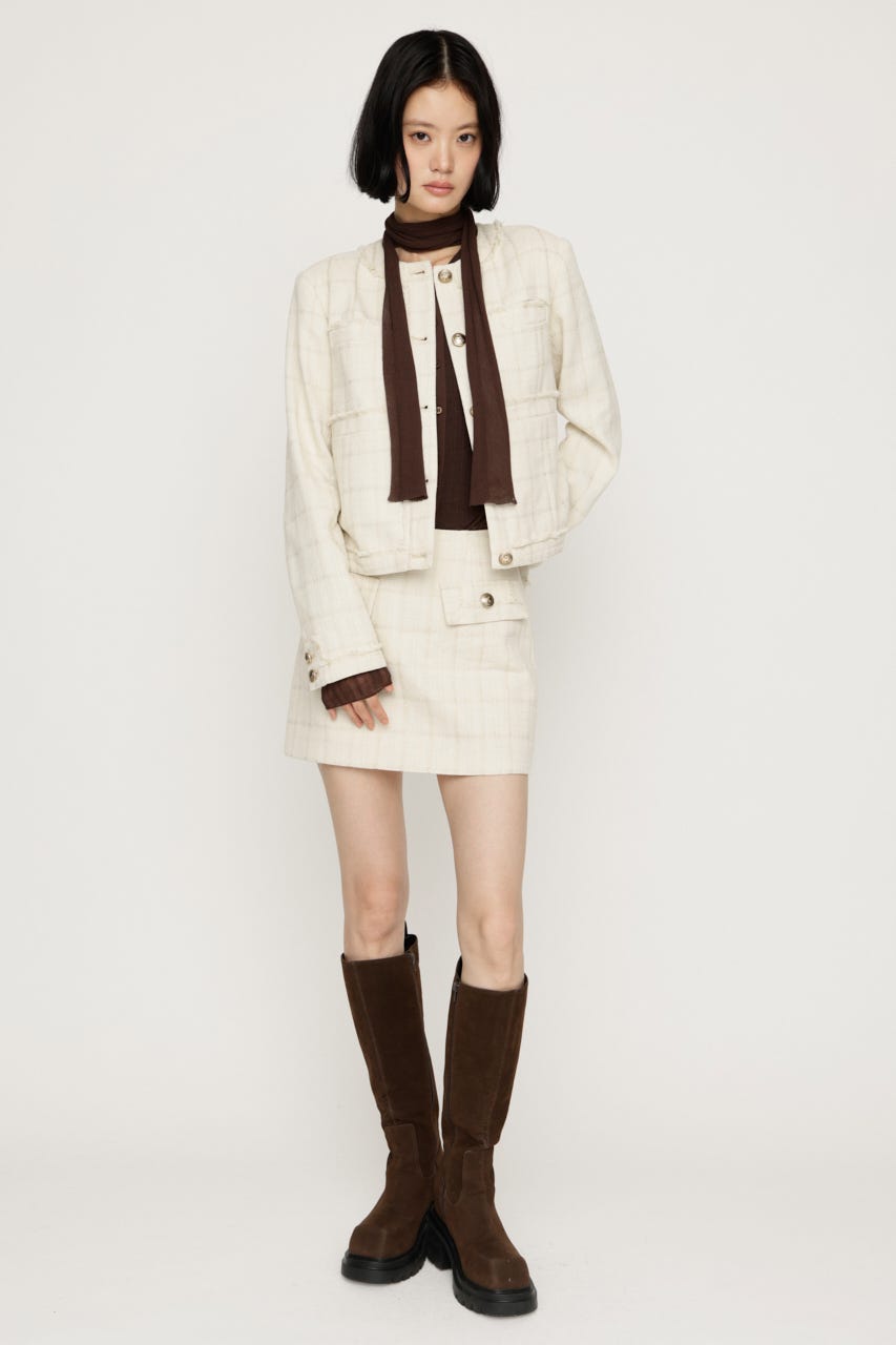 【AW PRE ORDER 第2弾】NO COLLAR TWEED ジャケット IVOY FREE