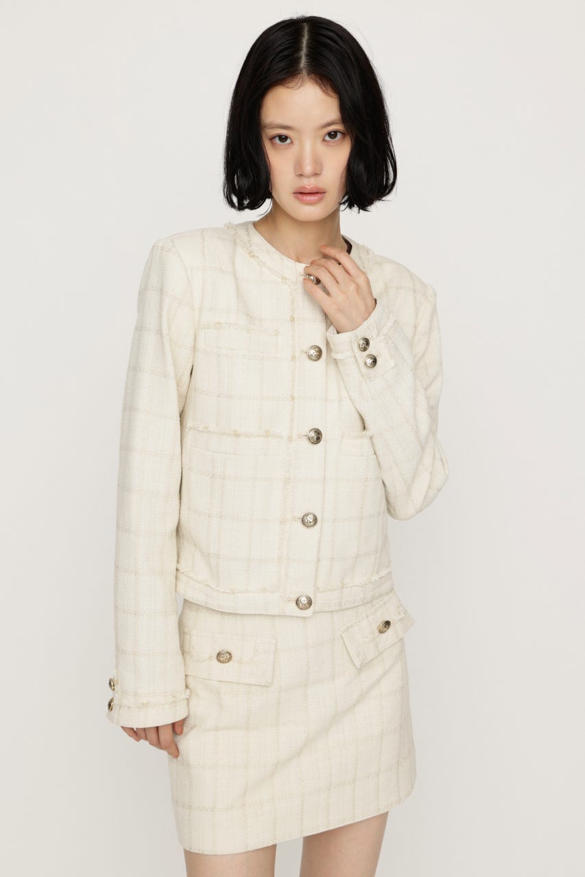 【AW PRE ORDER 第2弾】NO COLLAR TWEED ジャケット IVOY FREE