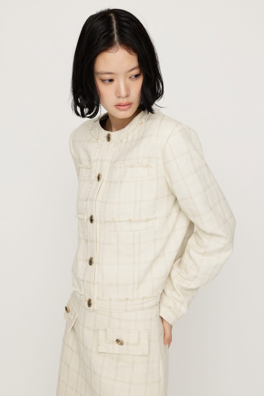 【AW PRE ORDER 第2弾】NO COLLAR TWEED ジャケット IVOY FREE