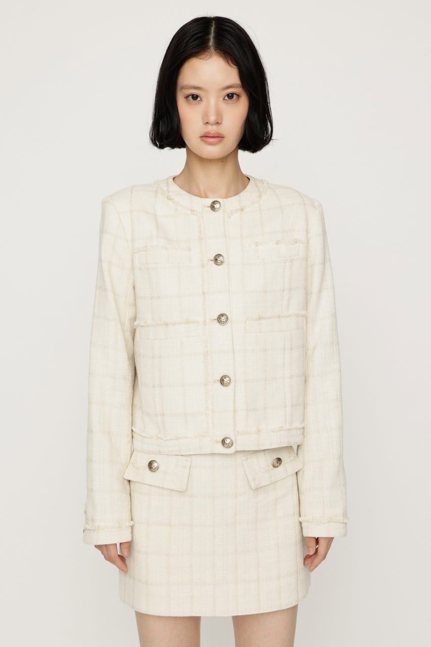 【AW PRE ORDER 第2弾】NO COLLAR TWEED ジャケット IVOY FREE