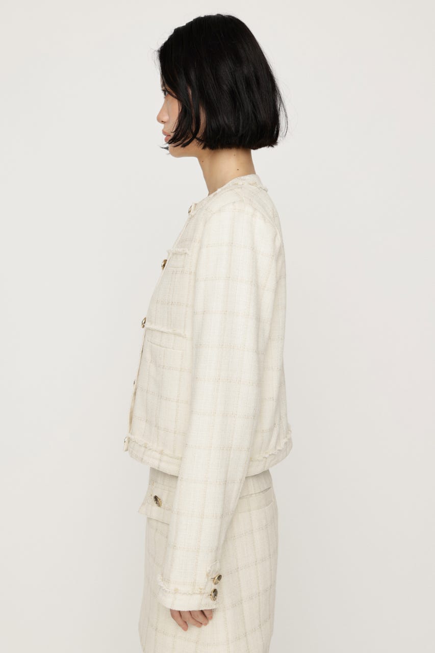 【AW PRE ORDER 第2弾】NO COLLAR TWEED ジャケット IVOY FREE