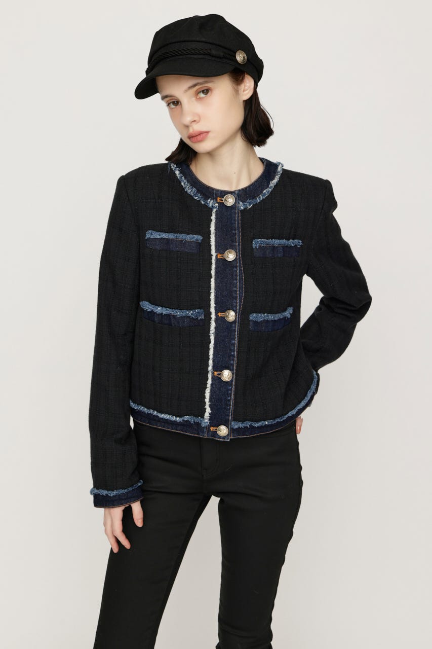 【AW PRE ORDER 第2弾】NO COLLAR TWEED ジャケット M/BLK FREE