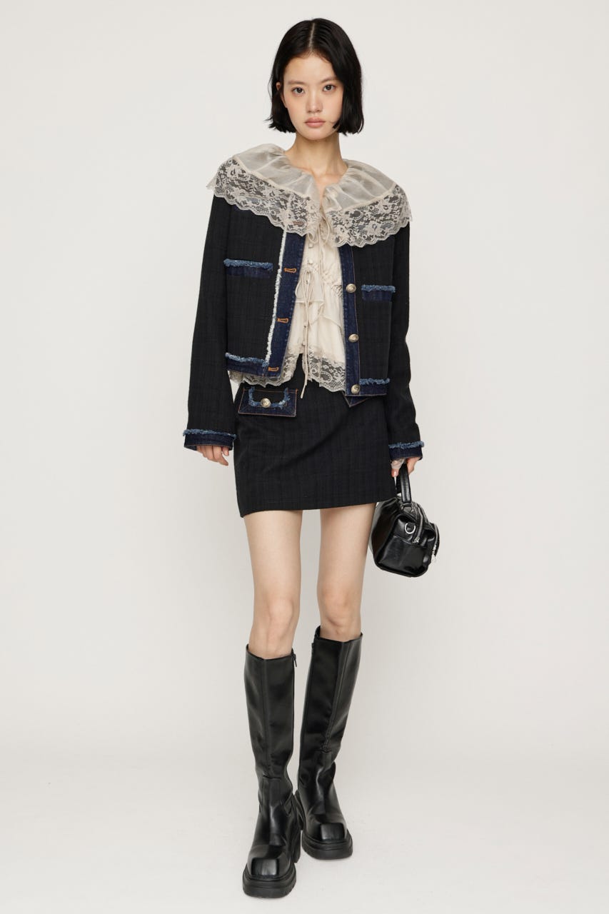 【AW PRE ORDER 第2弾】NO COLLAR TWEED ジャケット M/BLK FREE