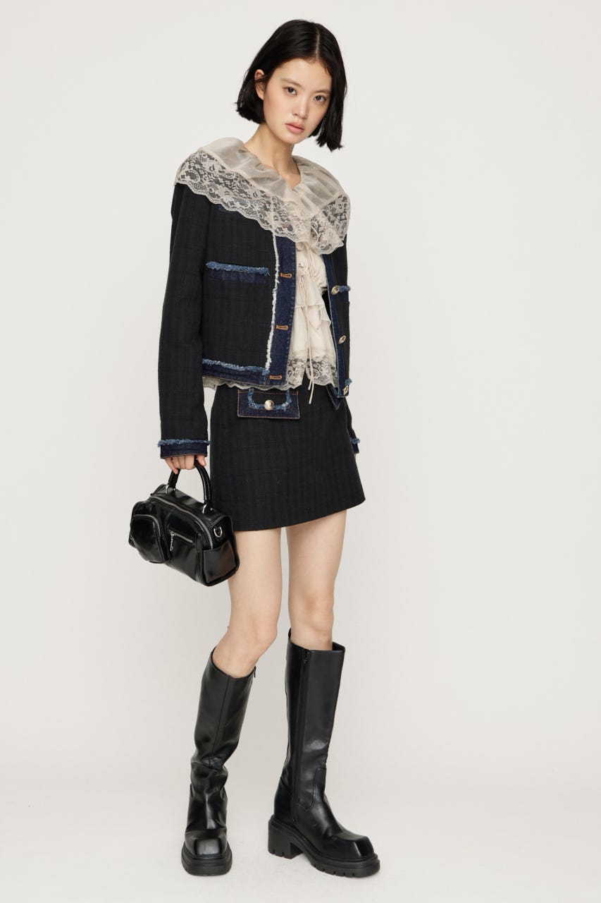 【AW PRE ORDER 第2弾】NO COLLAR TWEED ジャケット M/BLK FREE