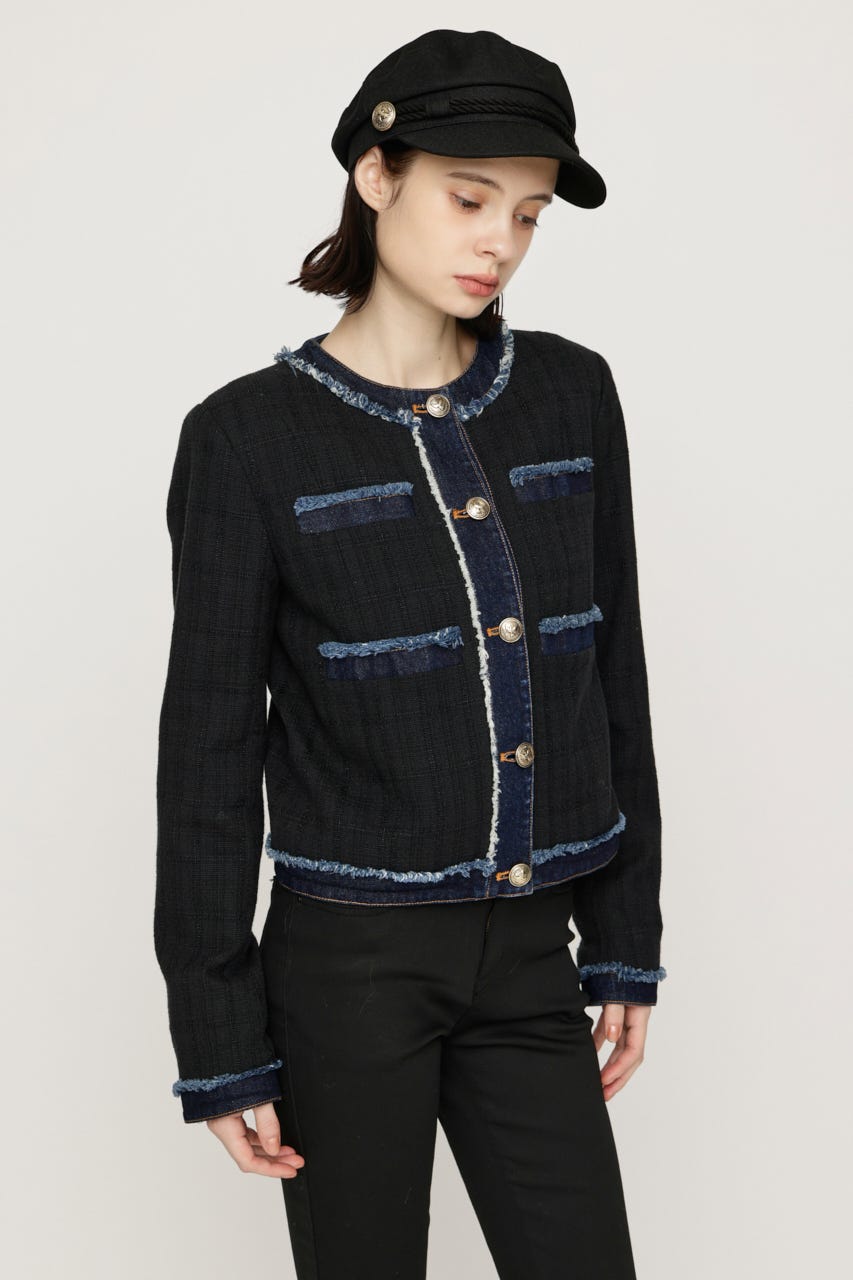 【AW PRE ORDER 第2弾】NO COLLAR TWEED ジャケット M/BLK FREE