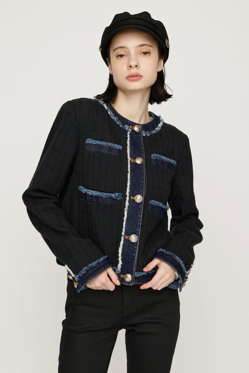 【AW PRE ORDER 第2弾】NO COLLAR TWEED ジャケット M/BLK FREE