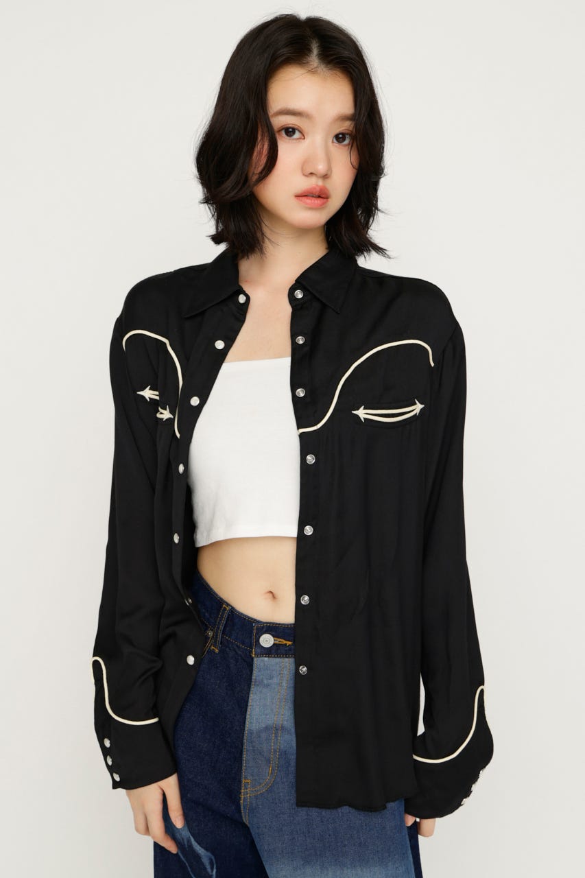 WESTERN シャツ L/BLK FREE