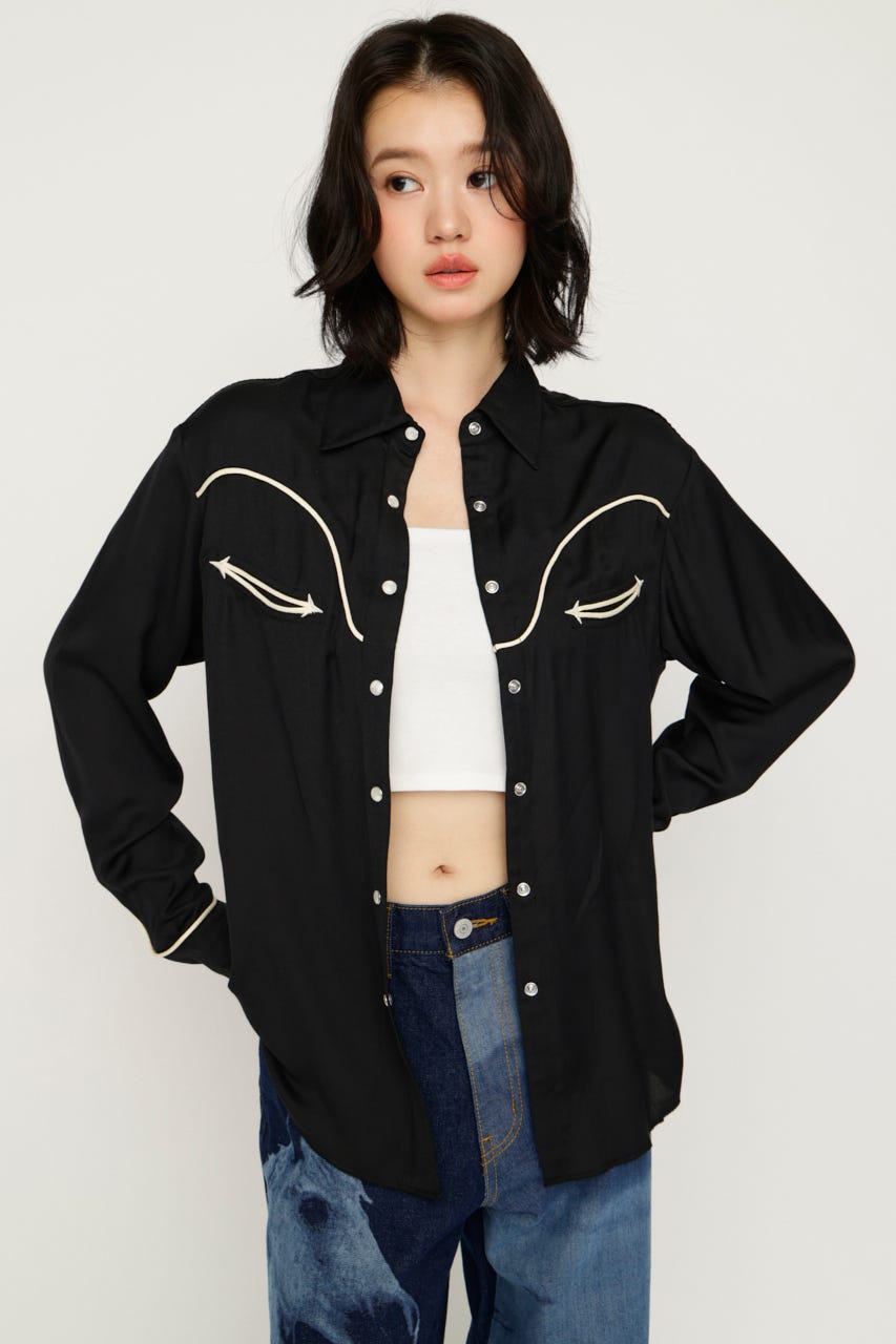 WESTERN シャツ L/BLK FREE