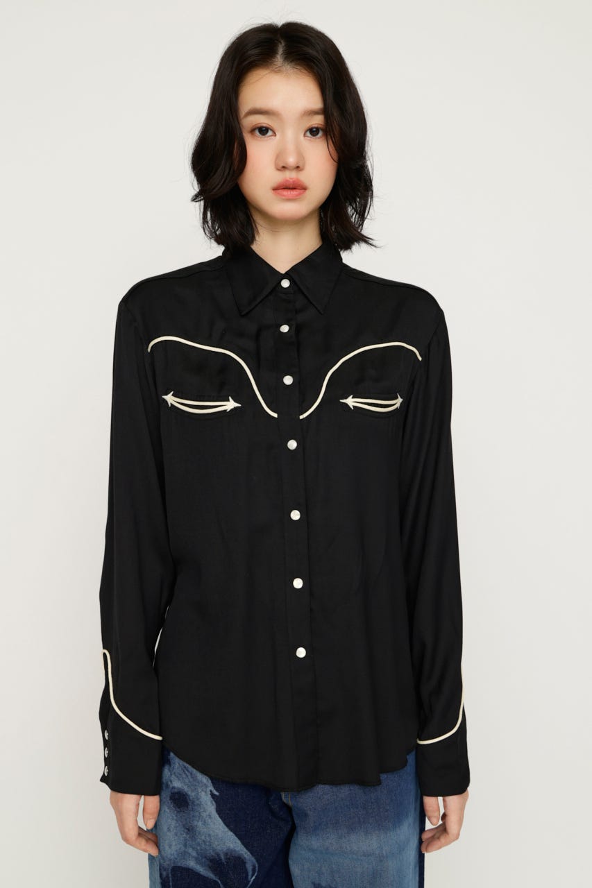 WESTERN シャツ L/BLK FREE