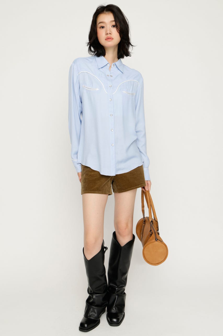 WESTERN シャツ L/BLU FREE